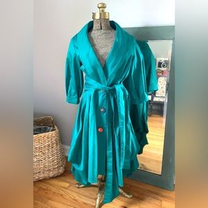 Ringspun Harlequin Teal Green Jacket Sz 2 Spring Fashion